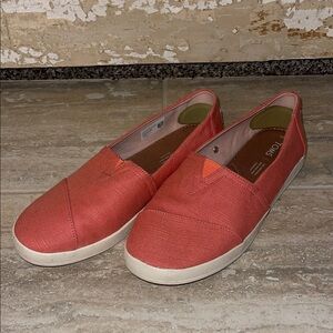 Toms Coral Canvas Slip-Ons